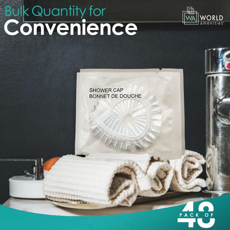 World Amenities Waterproof Shower Cap (Clear Frosted Sachet), Travel Size Hotel Amenities, Airbnb - Image 3
